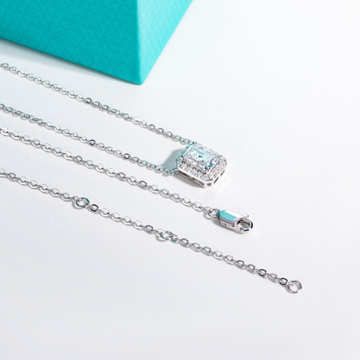 S925 Sterling Silver Radiant Cut 5×7mm Moissanite Clavicle Necklace