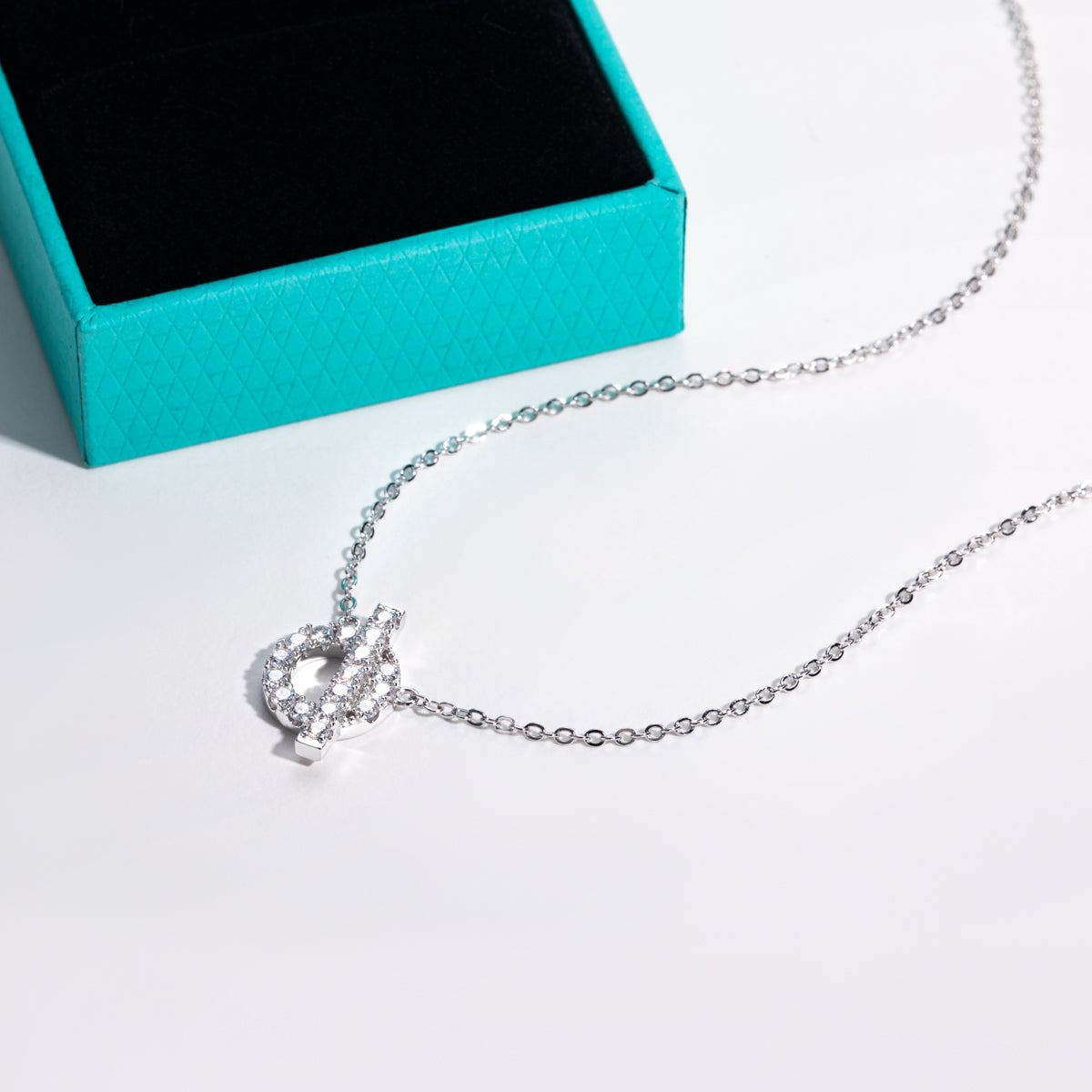 S925 Sterling Silver Full Paved Moissanite Small Q Clavicle Necklace