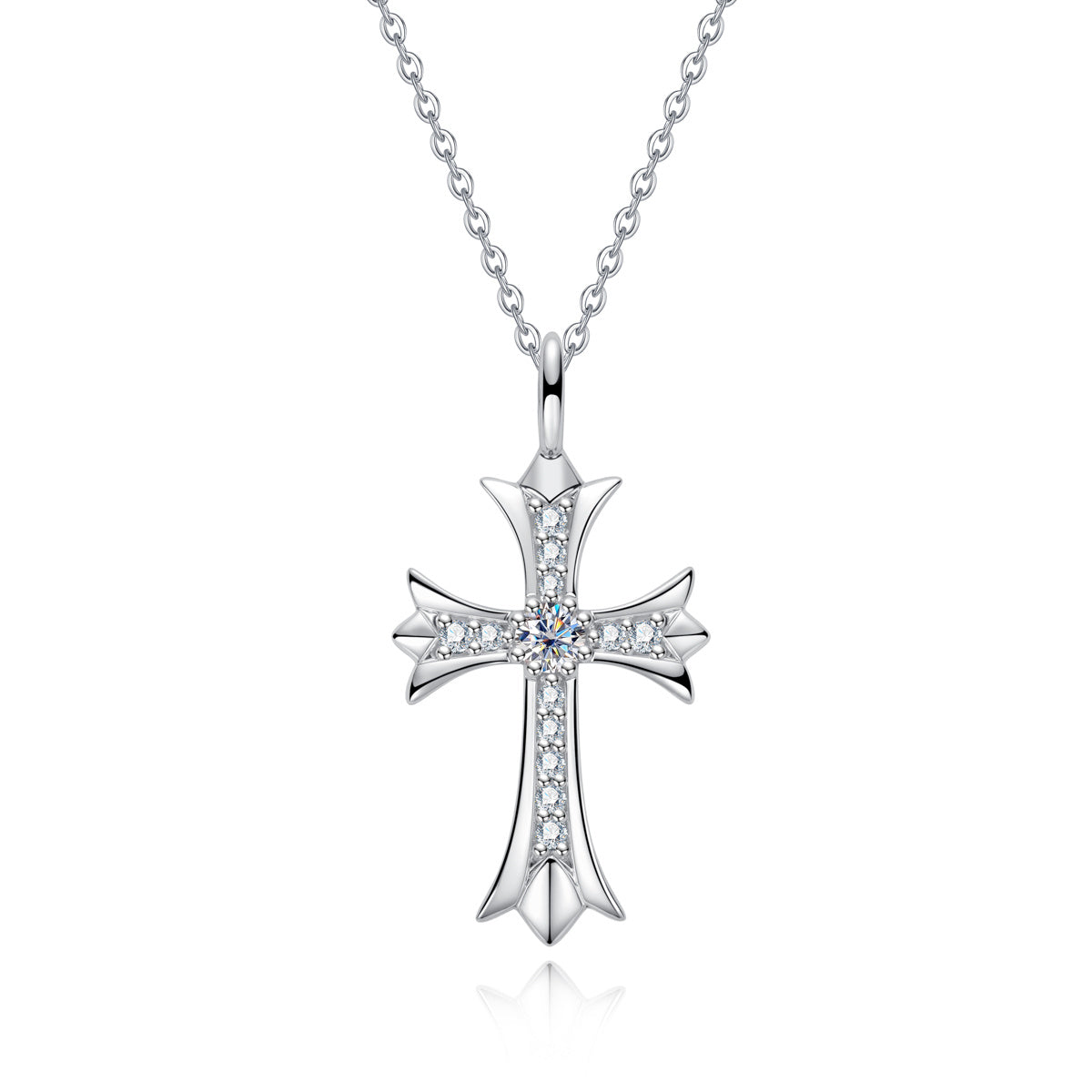 S925 Silver Moissanite Cross Clavicle Chain Pendant