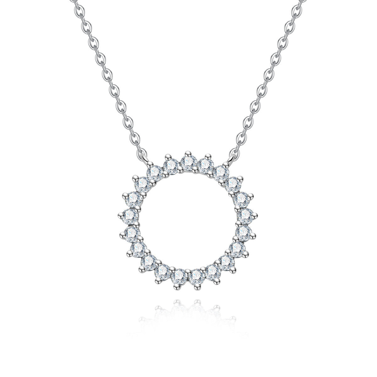 S925 Silver Moissanite Hollow Circle Clavicle Chain