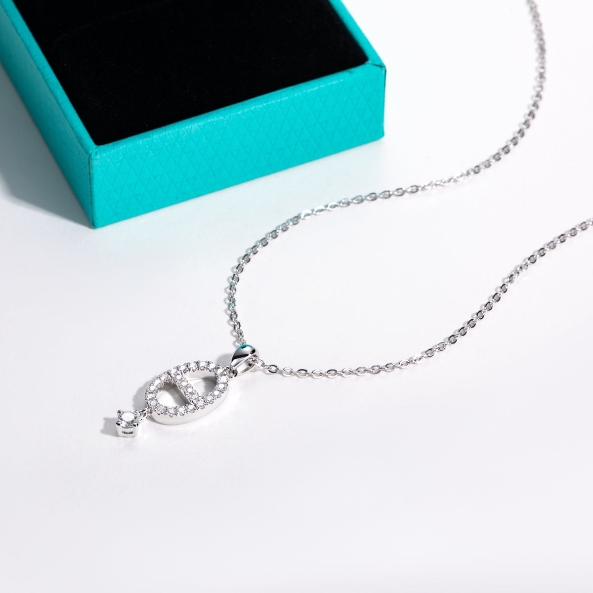 S925 Silver Full Moissanite Pig Nose Pendant