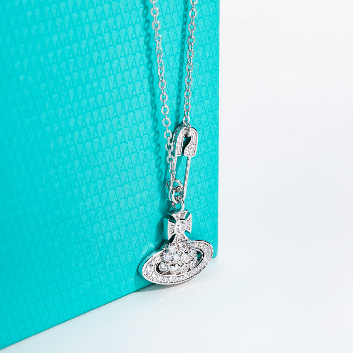 S925 Silver Moissanite Saturn Pendant Brooch