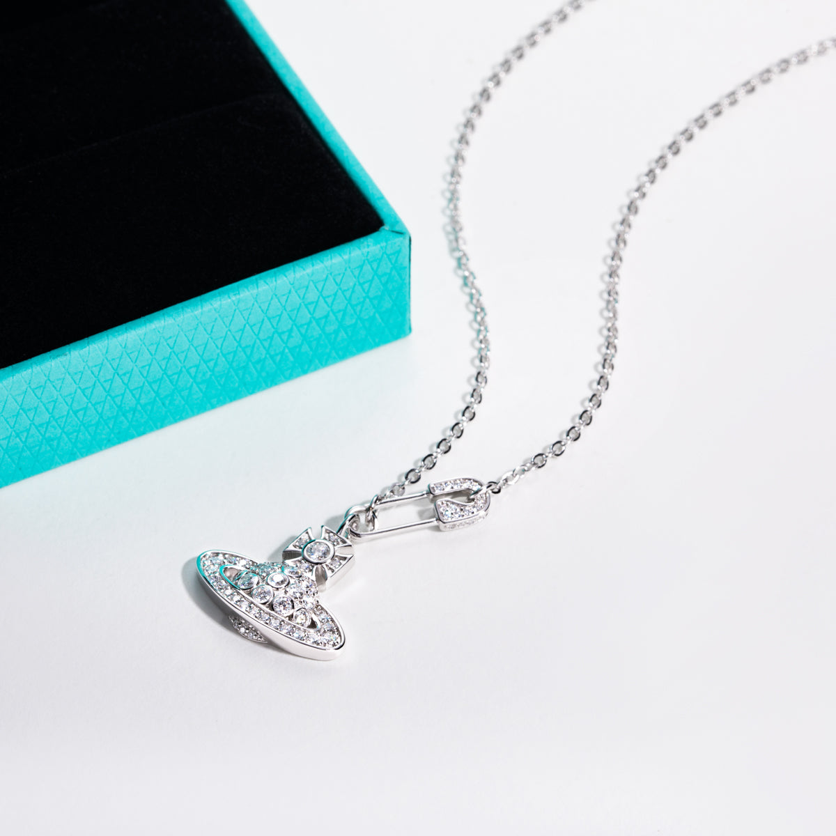 S925 Silver Moissanite Saturn Pendant Brooch