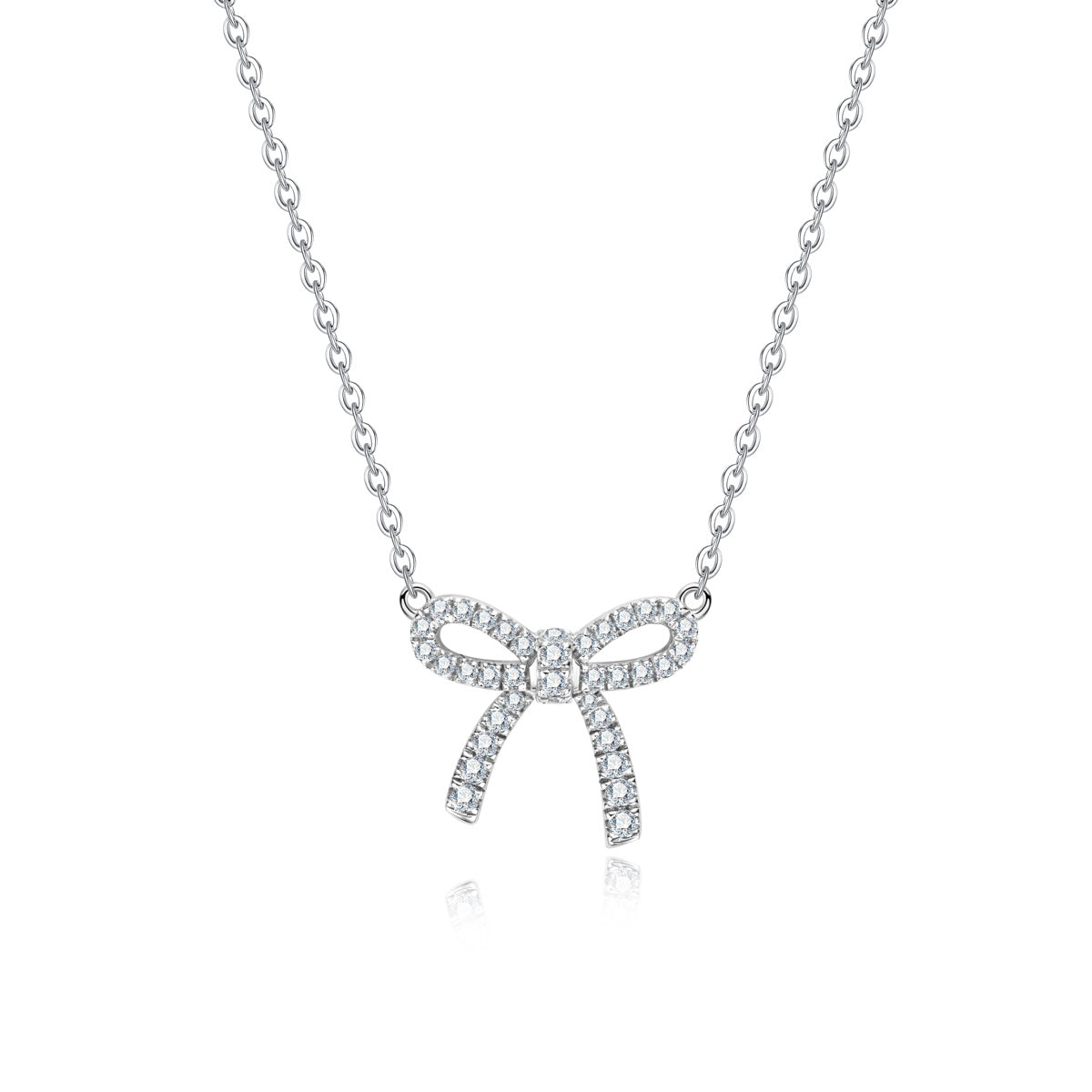 S925 Sterling Silver Moissanite Bow Knot Clavicle Necklace