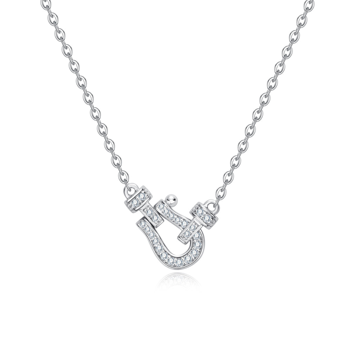 S925 Sterling Silver Moissanite Horseshoe Necklace