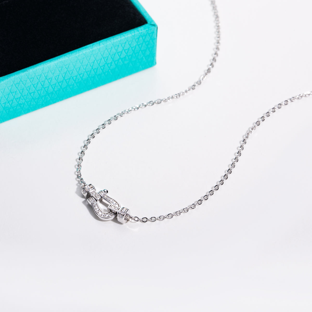 S925 Sterling Silver Moissanite Horseshoe Necklace