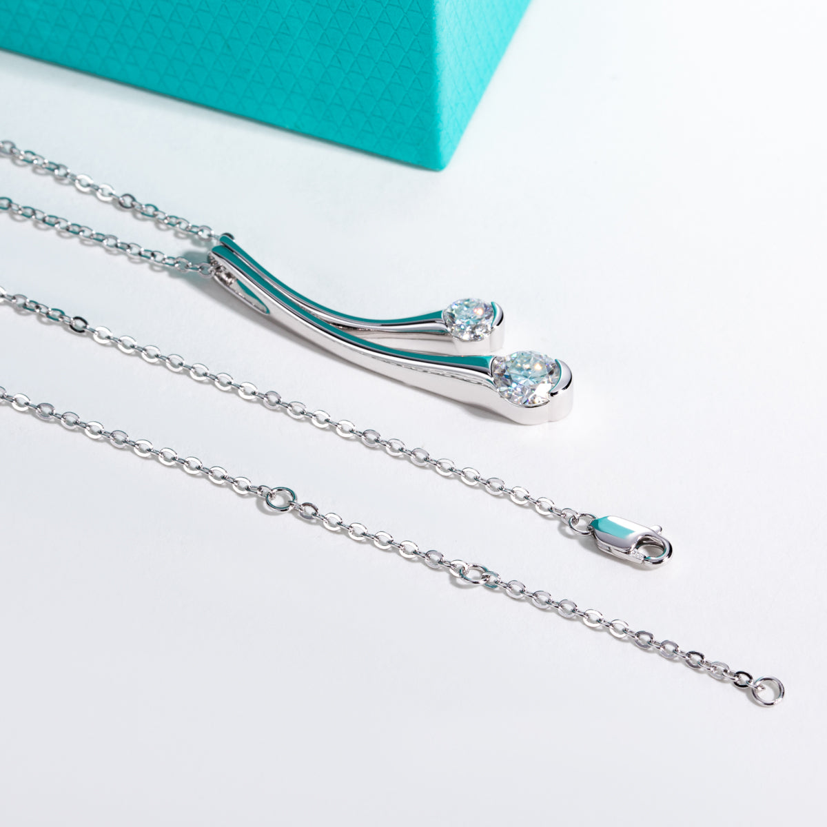 S925 Silver Pear Shape Moissanite Mermaid Tear Clavicle Necklace