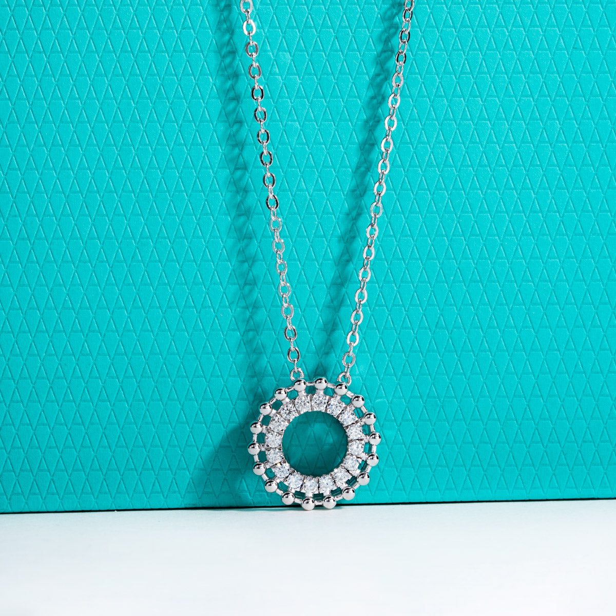 S925 Sterling Silver Moissanite Circle Choker Necklace