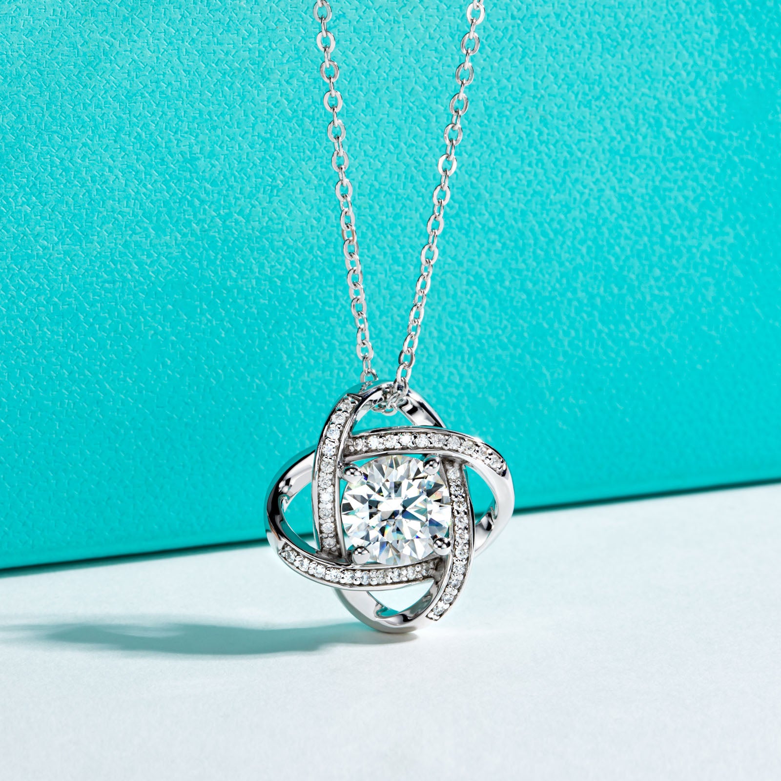 AnuClub Moissanite Pendant Satellite Necklace 3.24cttw(2ct Center Stone) D Color VVS1 925 Sterling Silver Adjustable Necklace Gift for Women Wife Her with Certificate