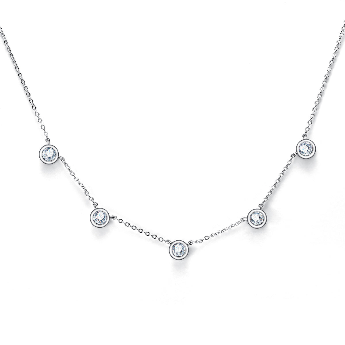 18K Gold Moissanite Bubble Round Pendant Necklace