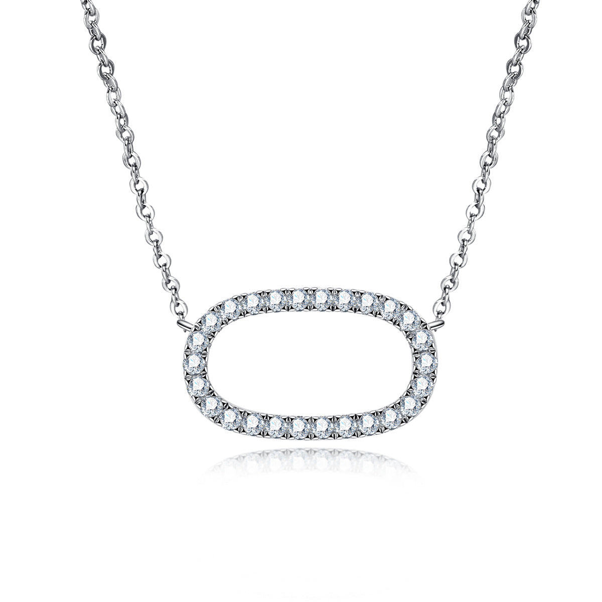 18K Gold Oval Moissanite Necklace
