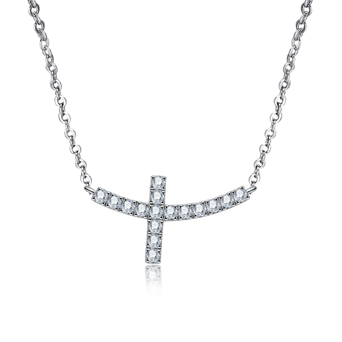 18K Gold Full Paved Moissanite Cross Necklace