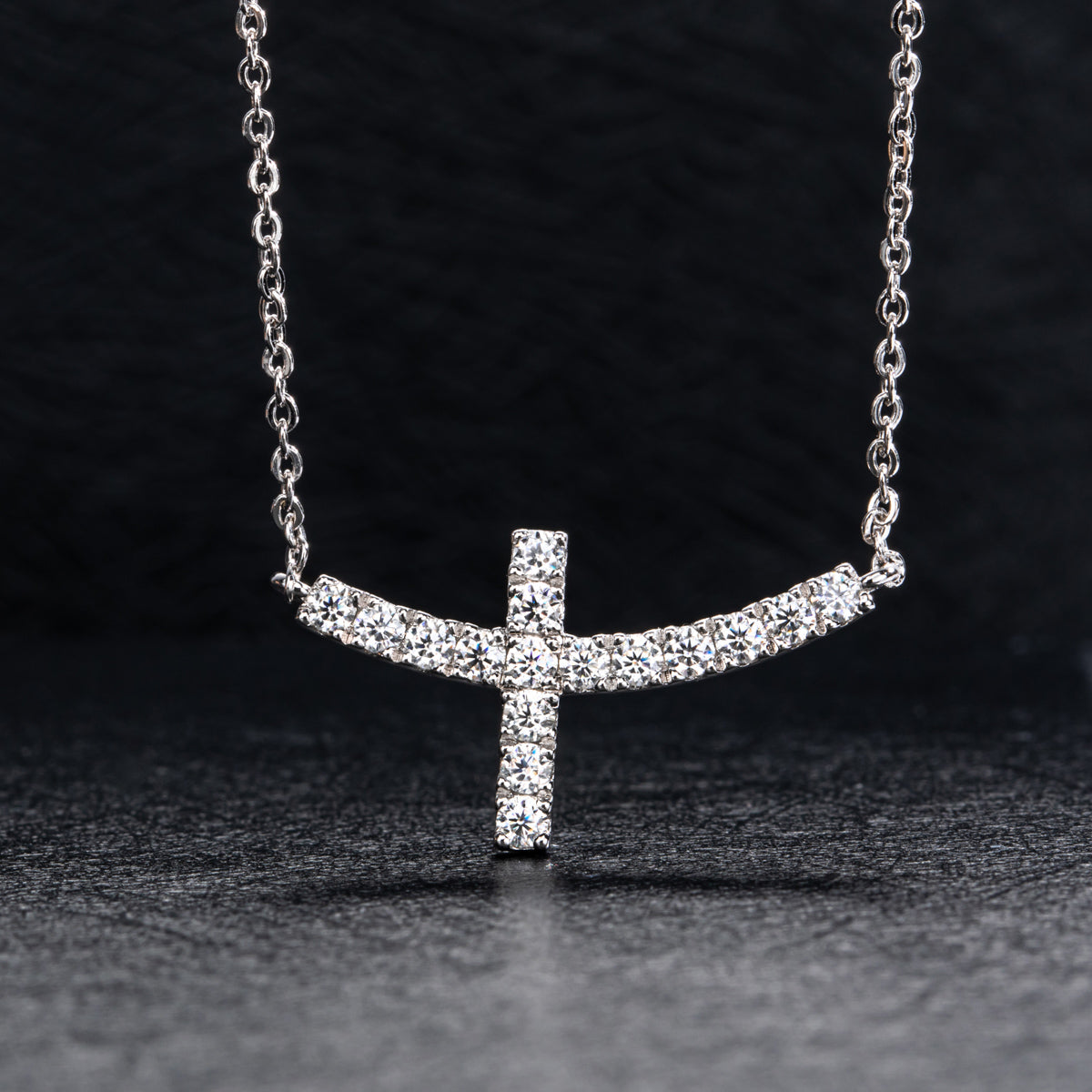 18K Gold Full Paved Moissanite Cross Necklace