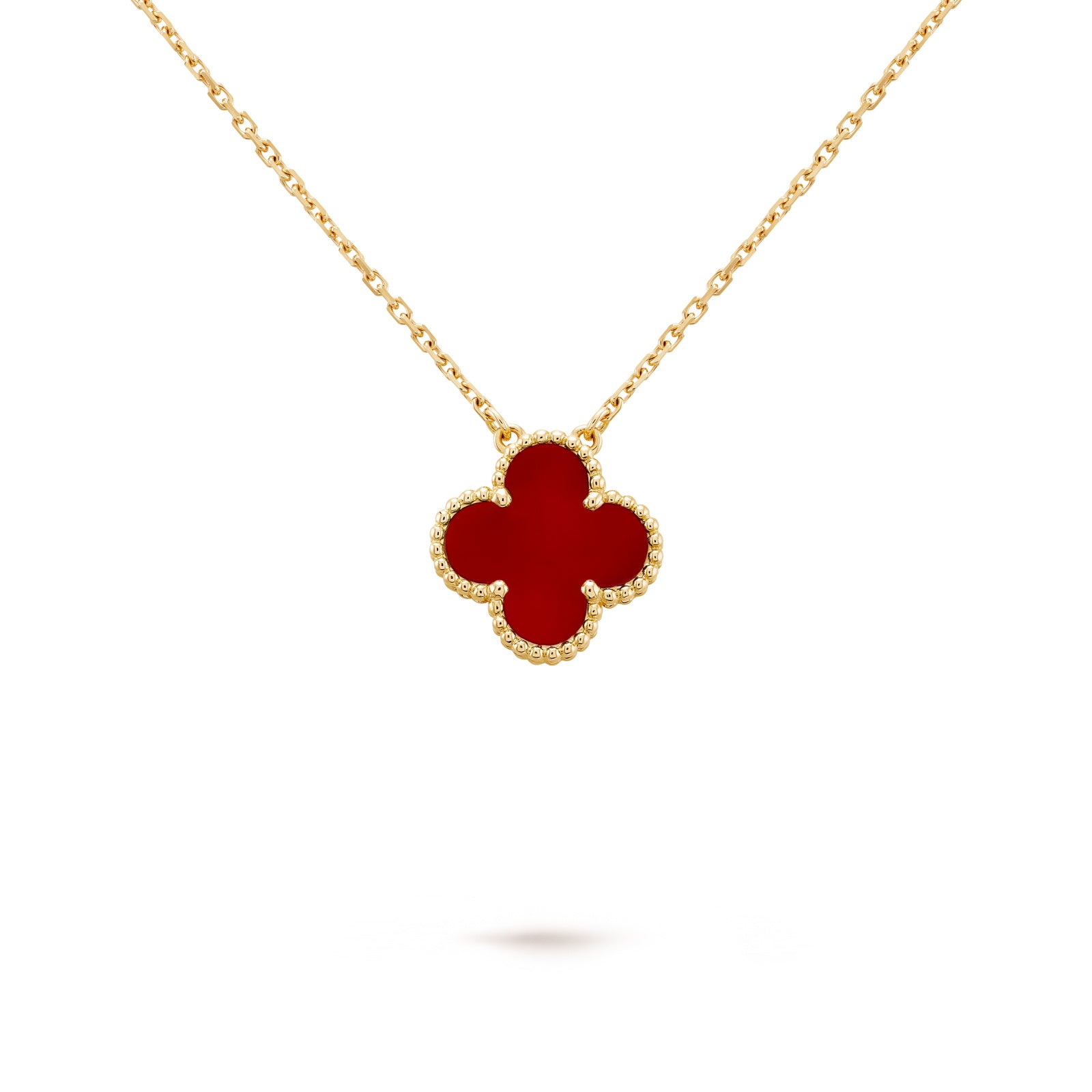 Red Agate Clover Lucky Necklace