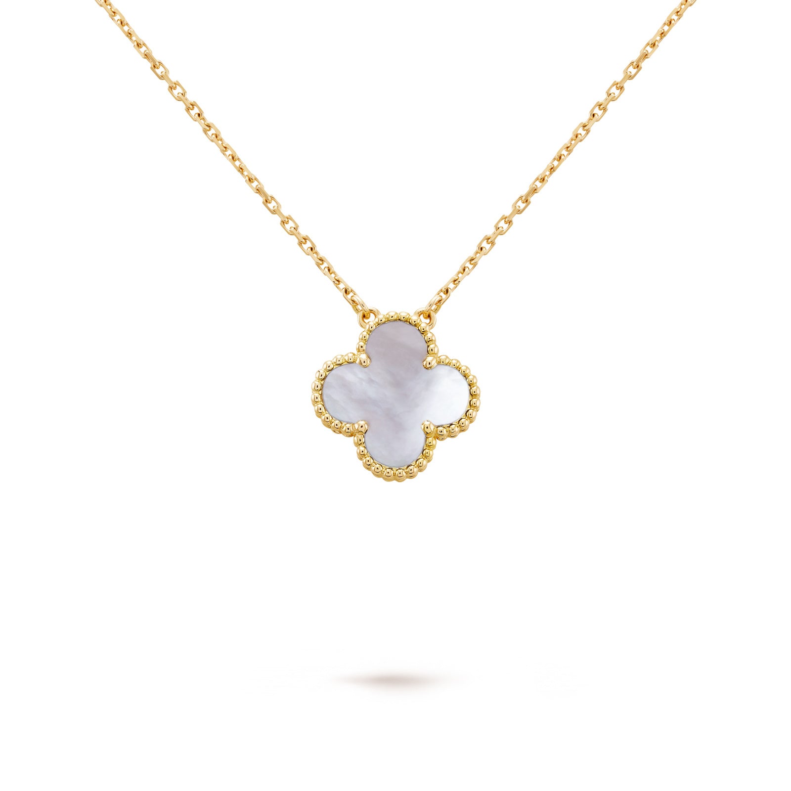 White Mother-of-Pearl Clover Lucky Necklace