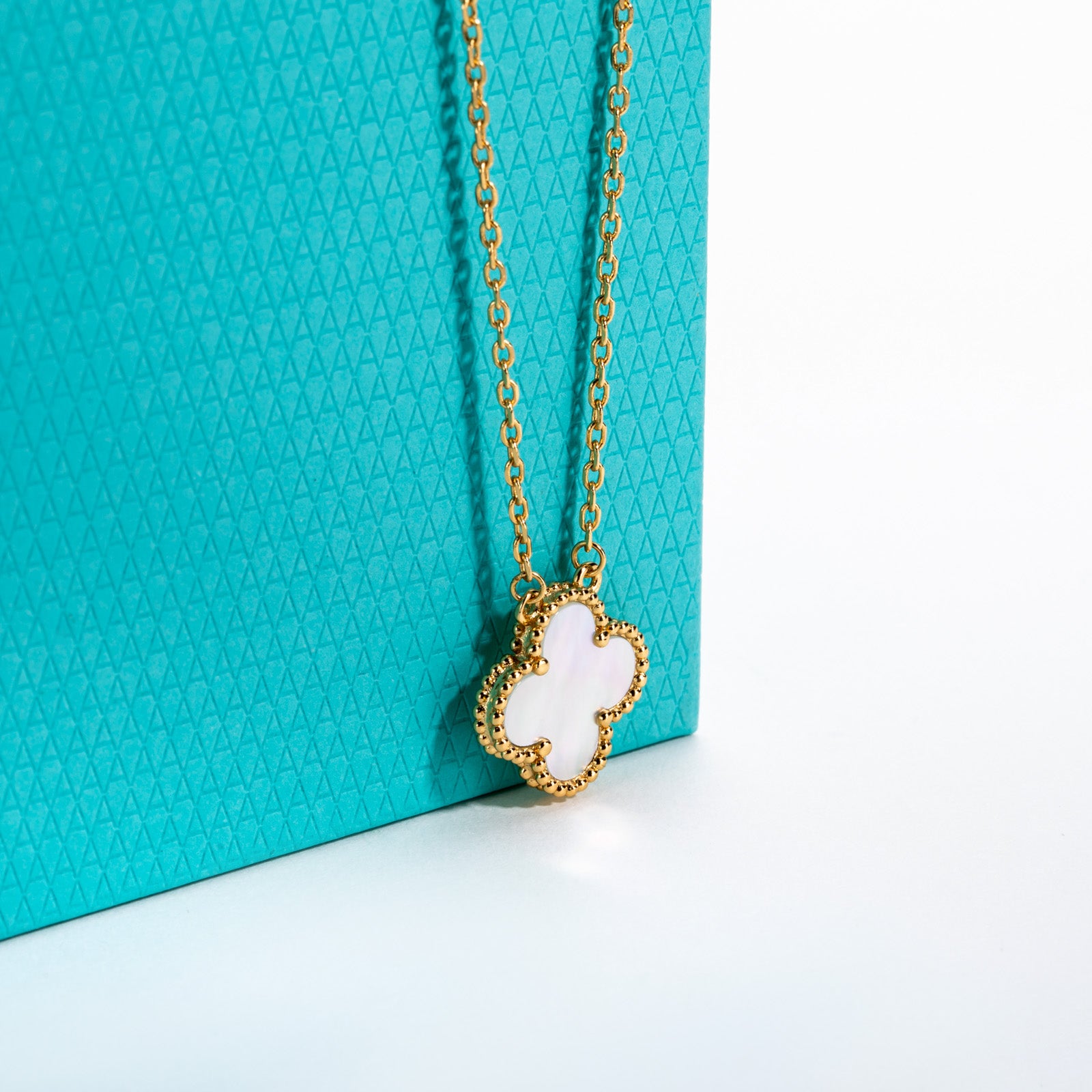 White Mother-of-Pearl Clover Lucky Necklace
