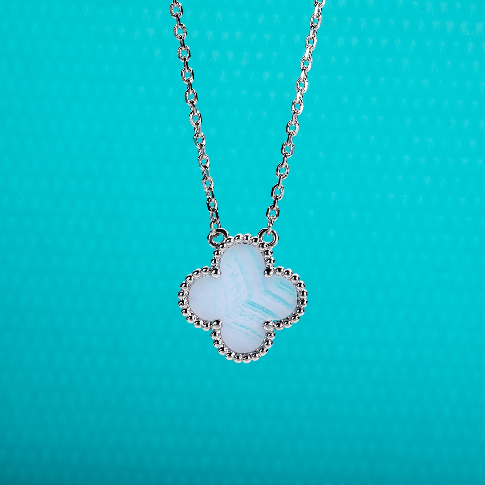 Purple Agate Clover Lucky Necklace