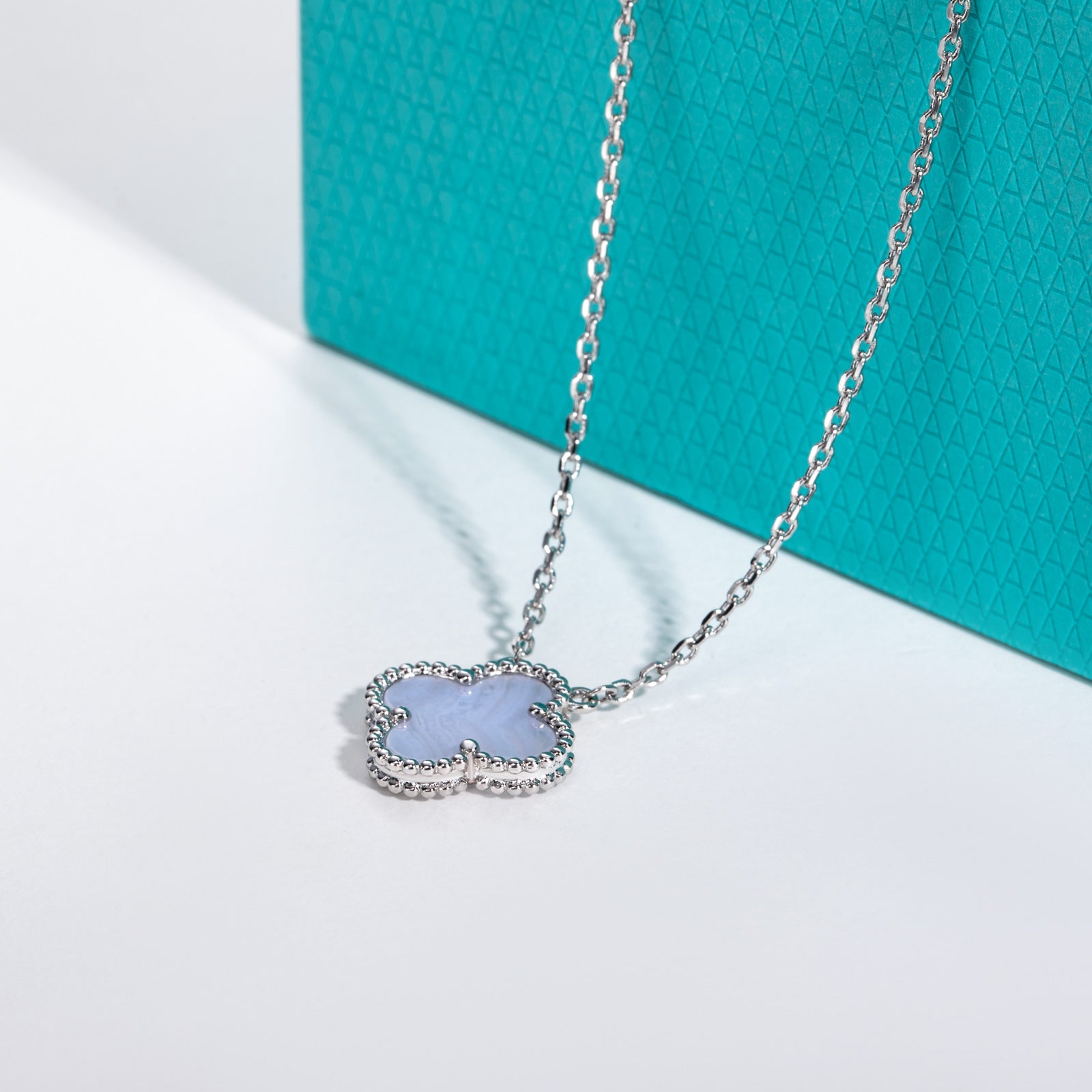 Purple Agate Clover Lucky Necklace