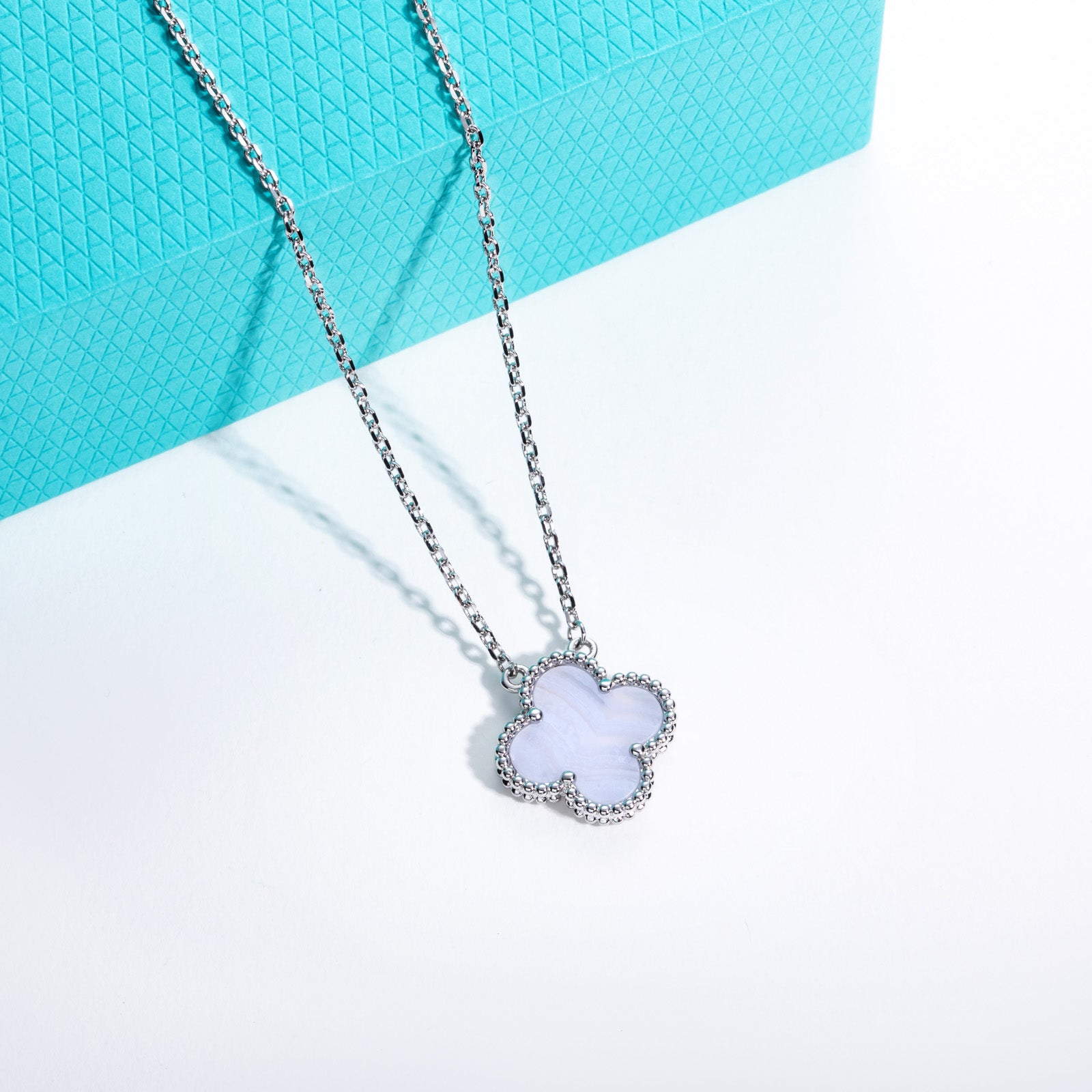 Purple Agate Clover Lucky Necklace