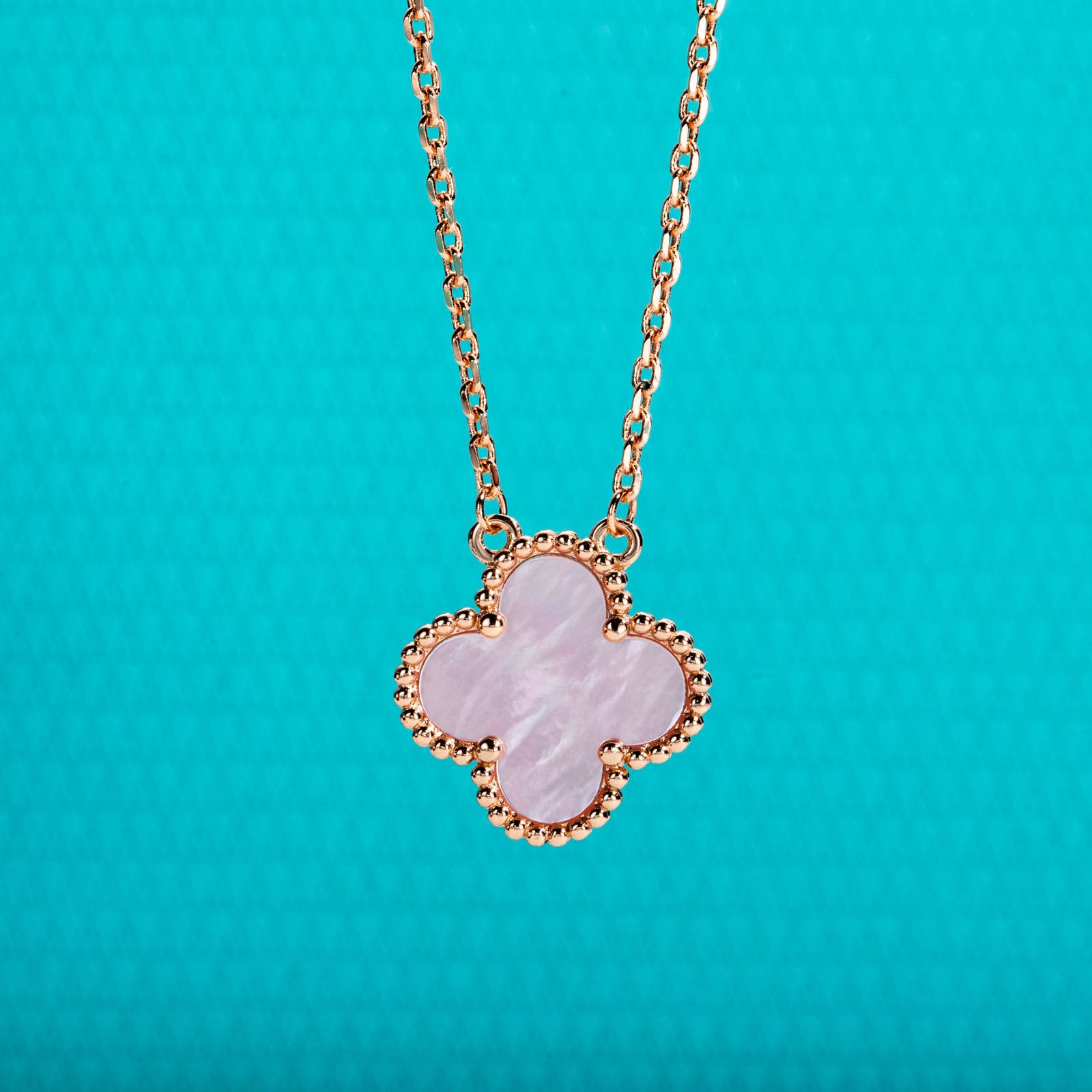 Pink Mother-of-Pearl Clover Lucky Necklace
