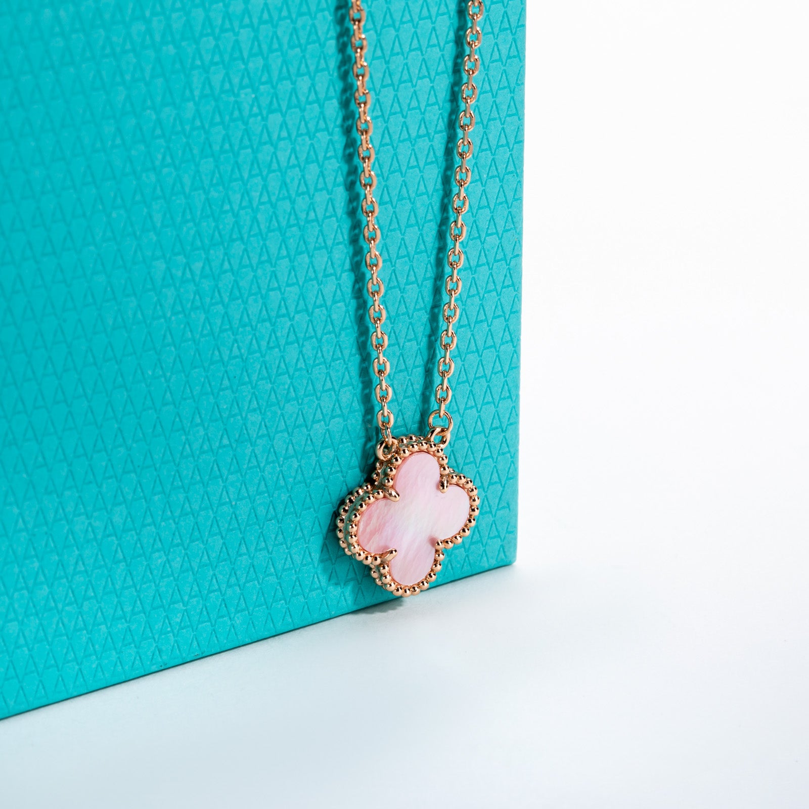 Pink Mother-of-Pearl Clover Lucky Necklace
