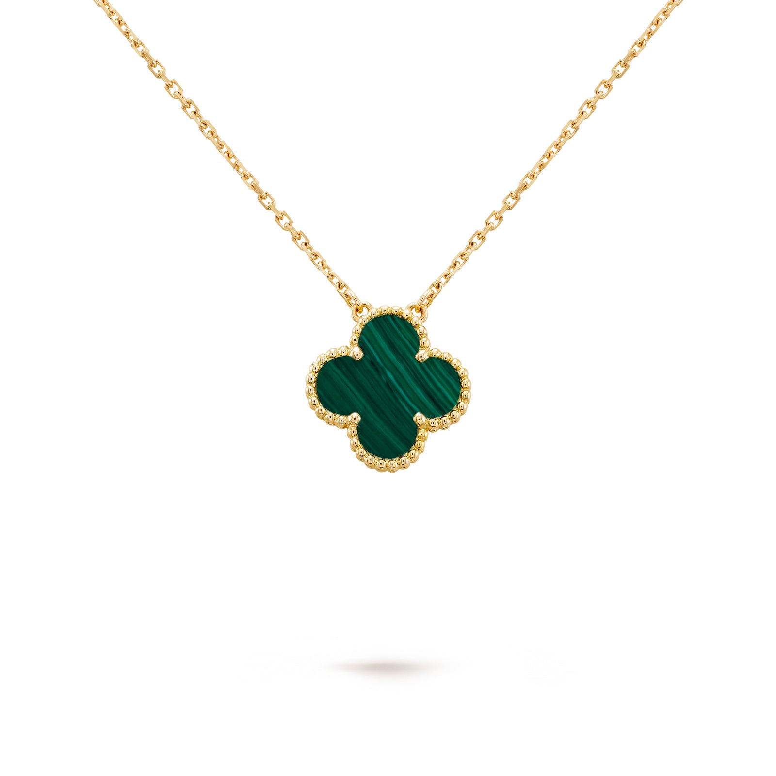 Peacock Vein Jade Clover Lucky Necklace