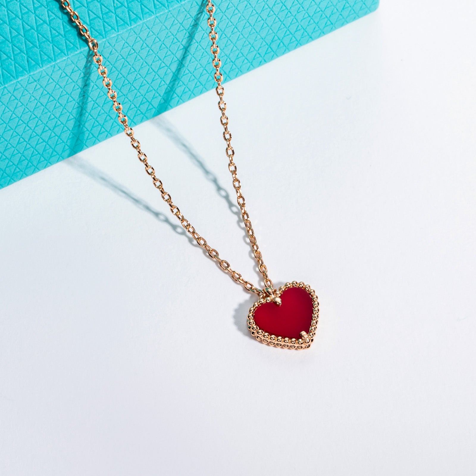 Red Carnelian Sweet Heart Pendant Necklace