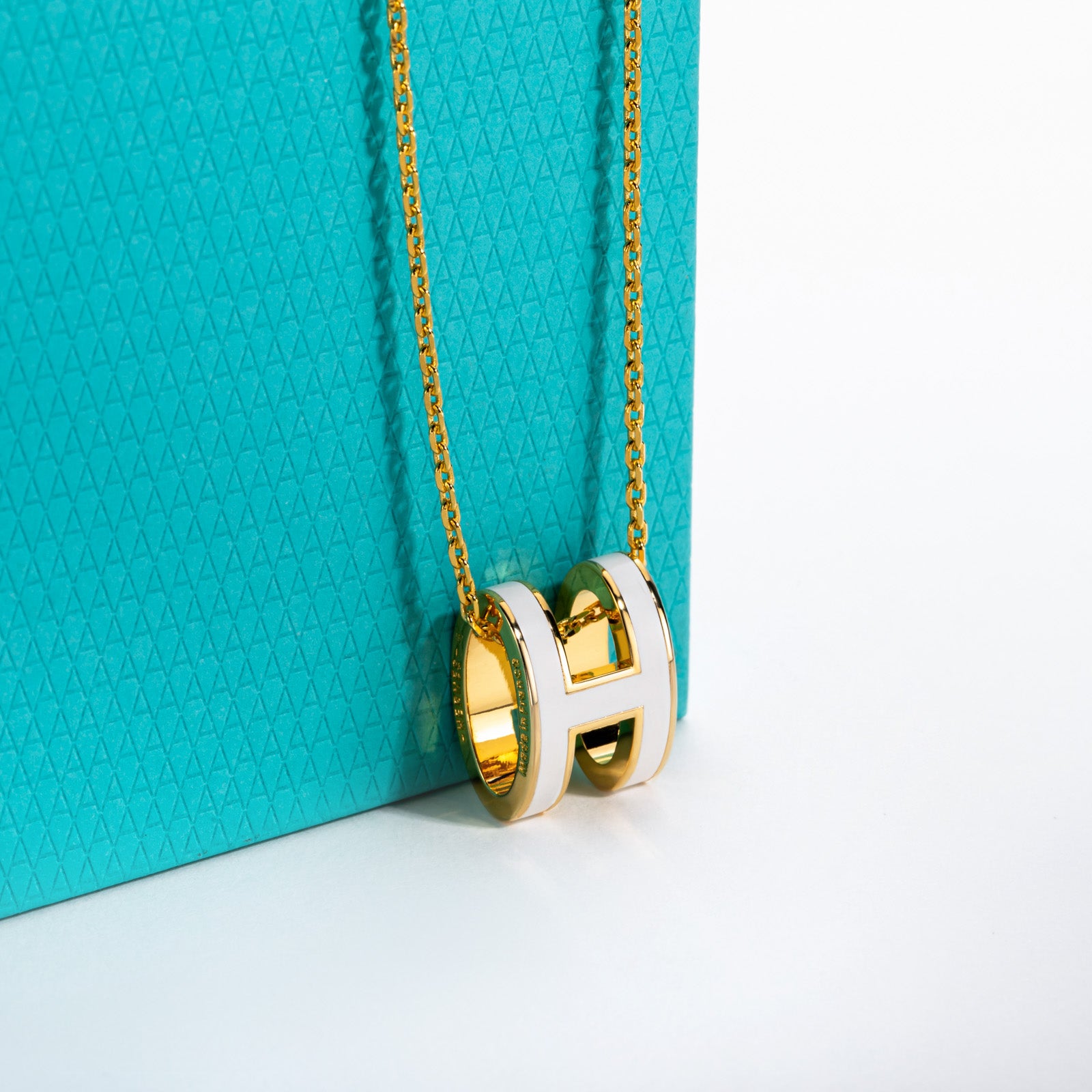 Pop H Pendant Necklace, White