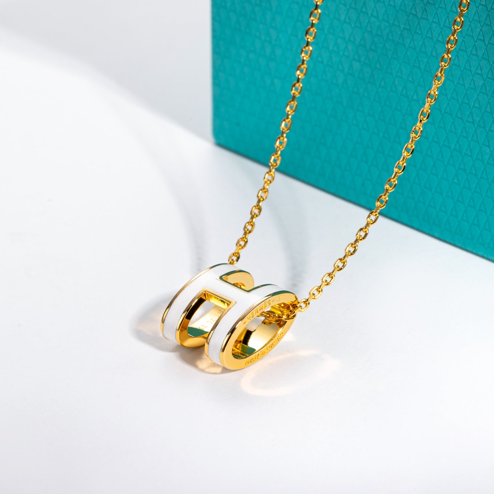 Pop H Pendant Necklace, White