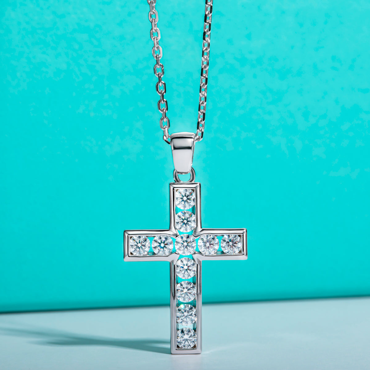 3.5mm Moissanite Cross Pendant Necklace