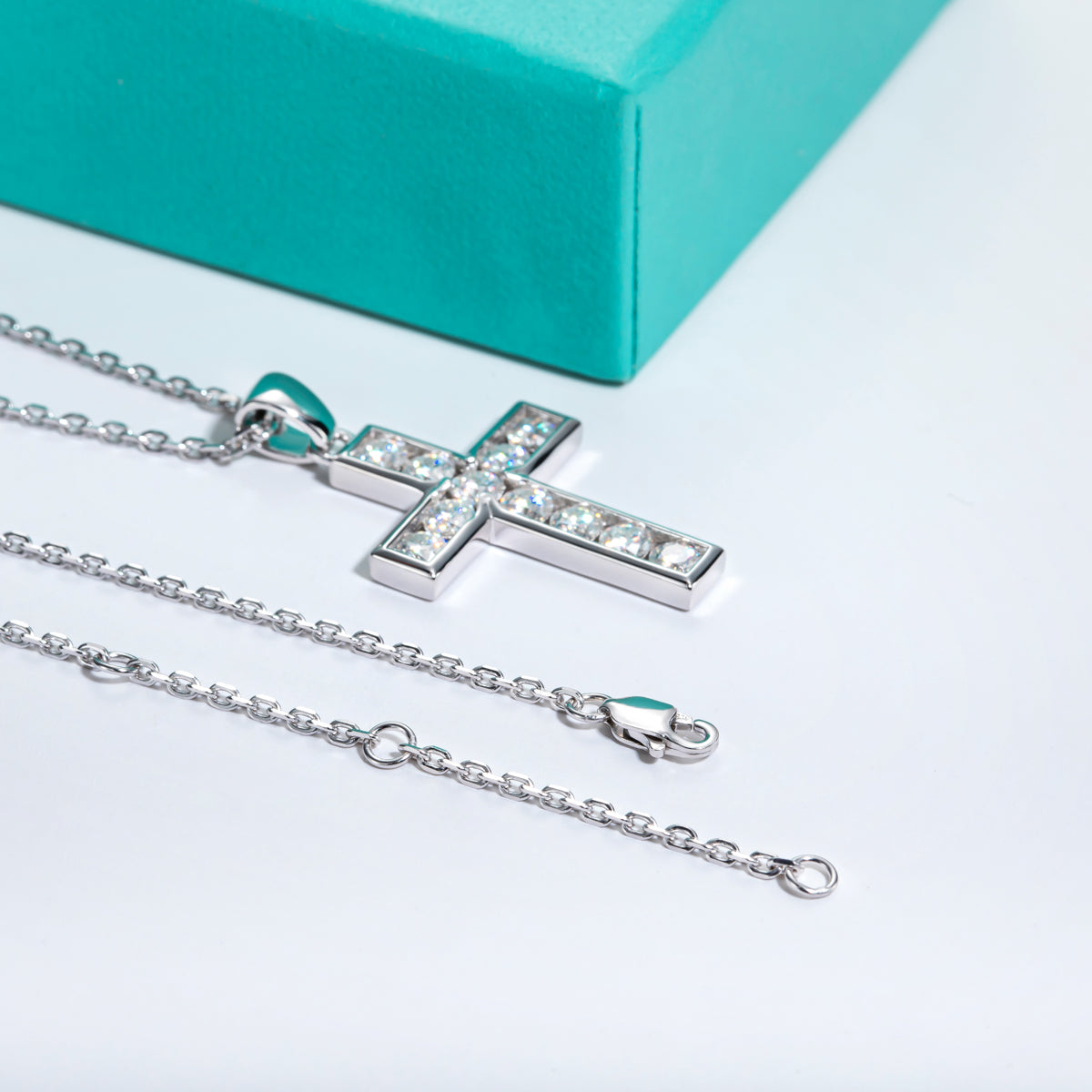3.5mm Moissanite Cross Pendant Necklace