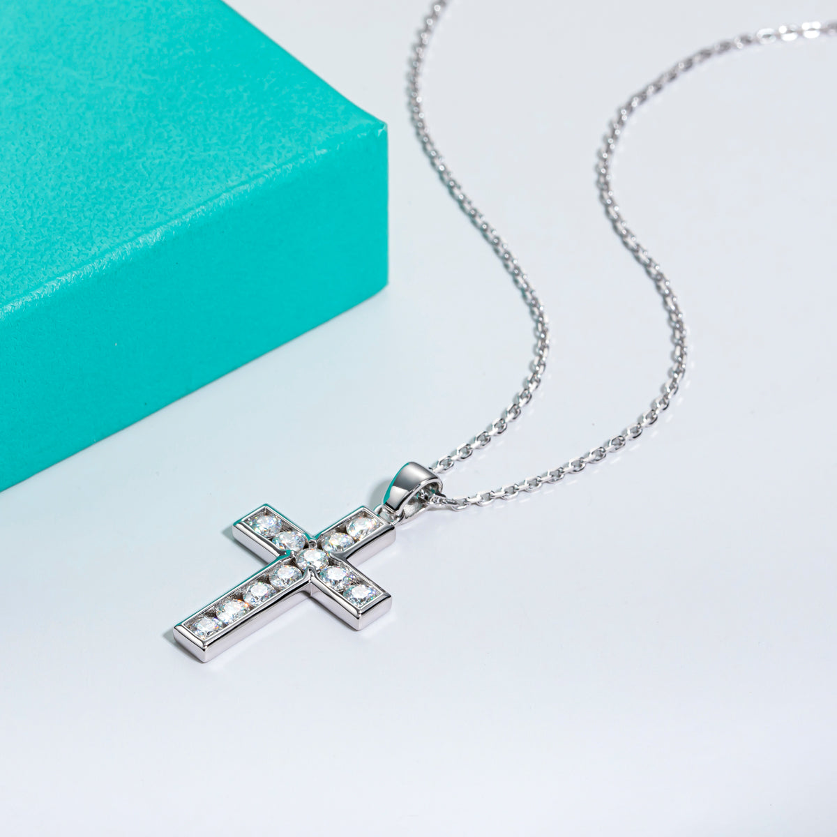 3.5mm Moissanite Cross Pendant Necklace