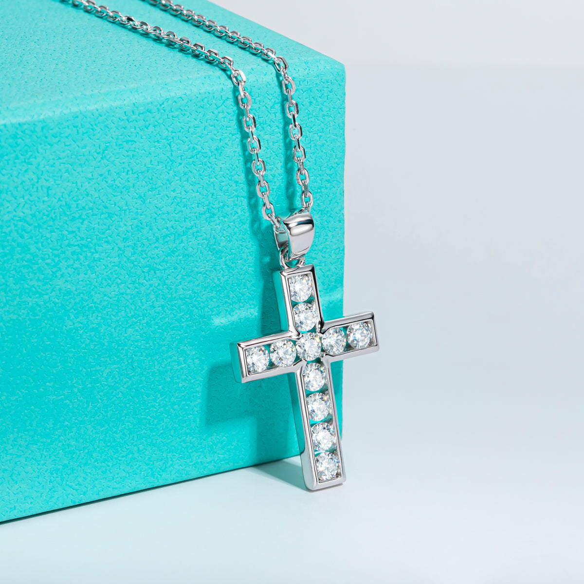 3.5mm Moissanite Cross Pendant Necklace