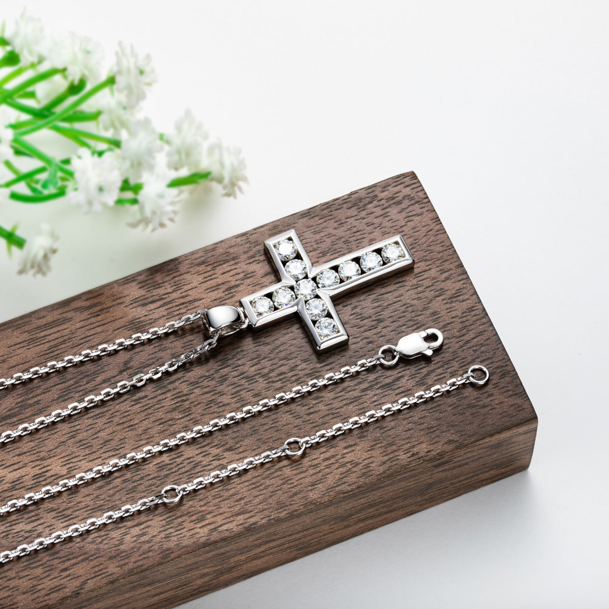 3.5mm Moissanite Cross Pendant Necklace
