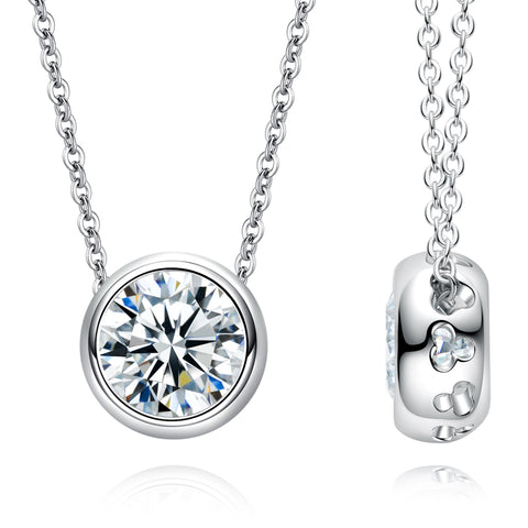 Round Brilliant Cut Moissanite Diamond Pendants Necklace (1/2/3 ct)