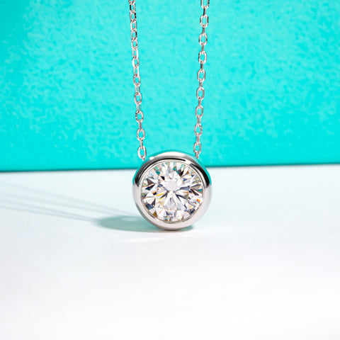 Round Brilliant Cut Moissanite Diamond Pendants Necklace (1/2/3 ct)