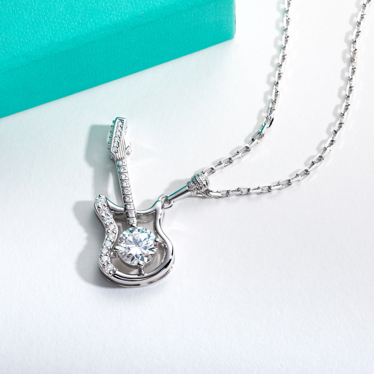 S925 Sterling Silver Moissanite Guitar Microphone Necklace