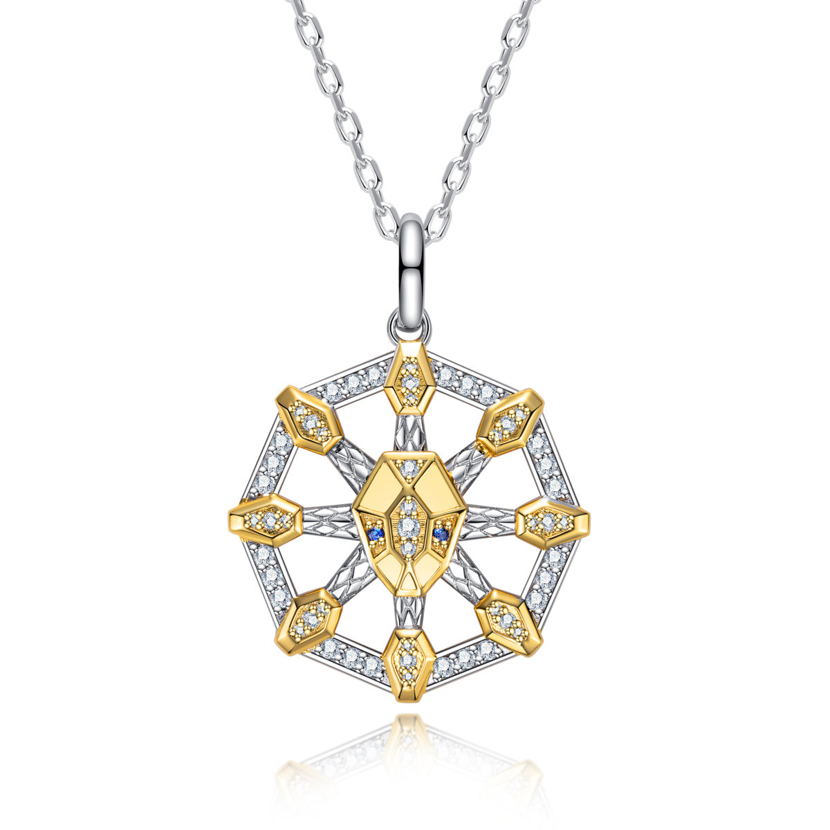 Nine-Headed Xiangliu Pendant, S925 Sterling Silver with Enamel Craft