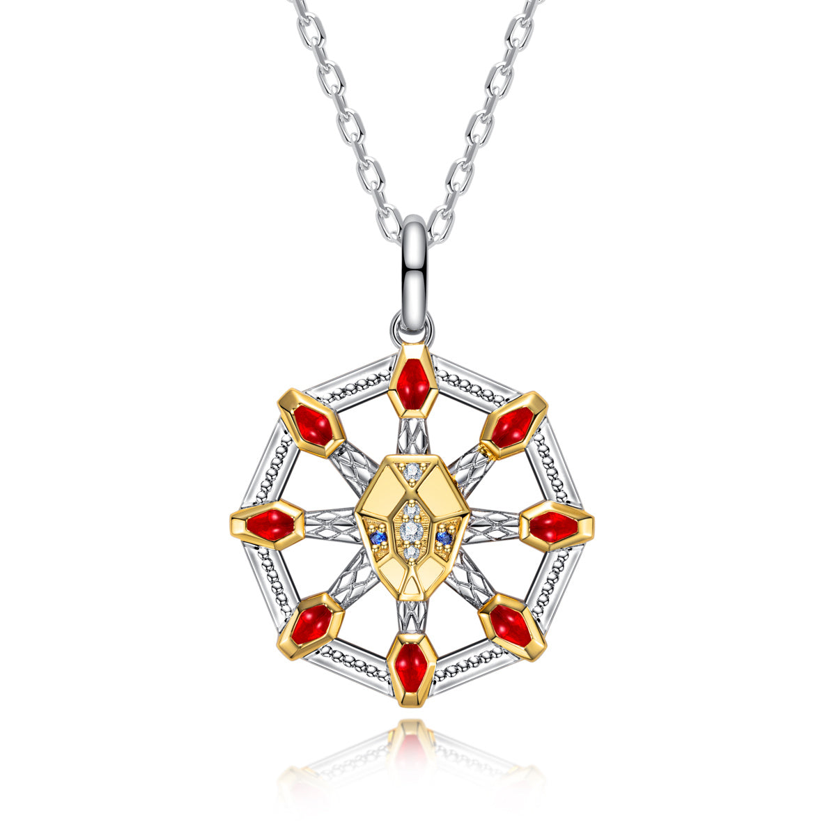 Nine-Headed Xiangliu Pendant, S925 Sterling Silver with Enamel Craft