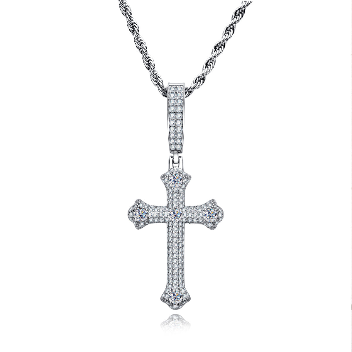 S925 Silver Moissanite Cross Pendant