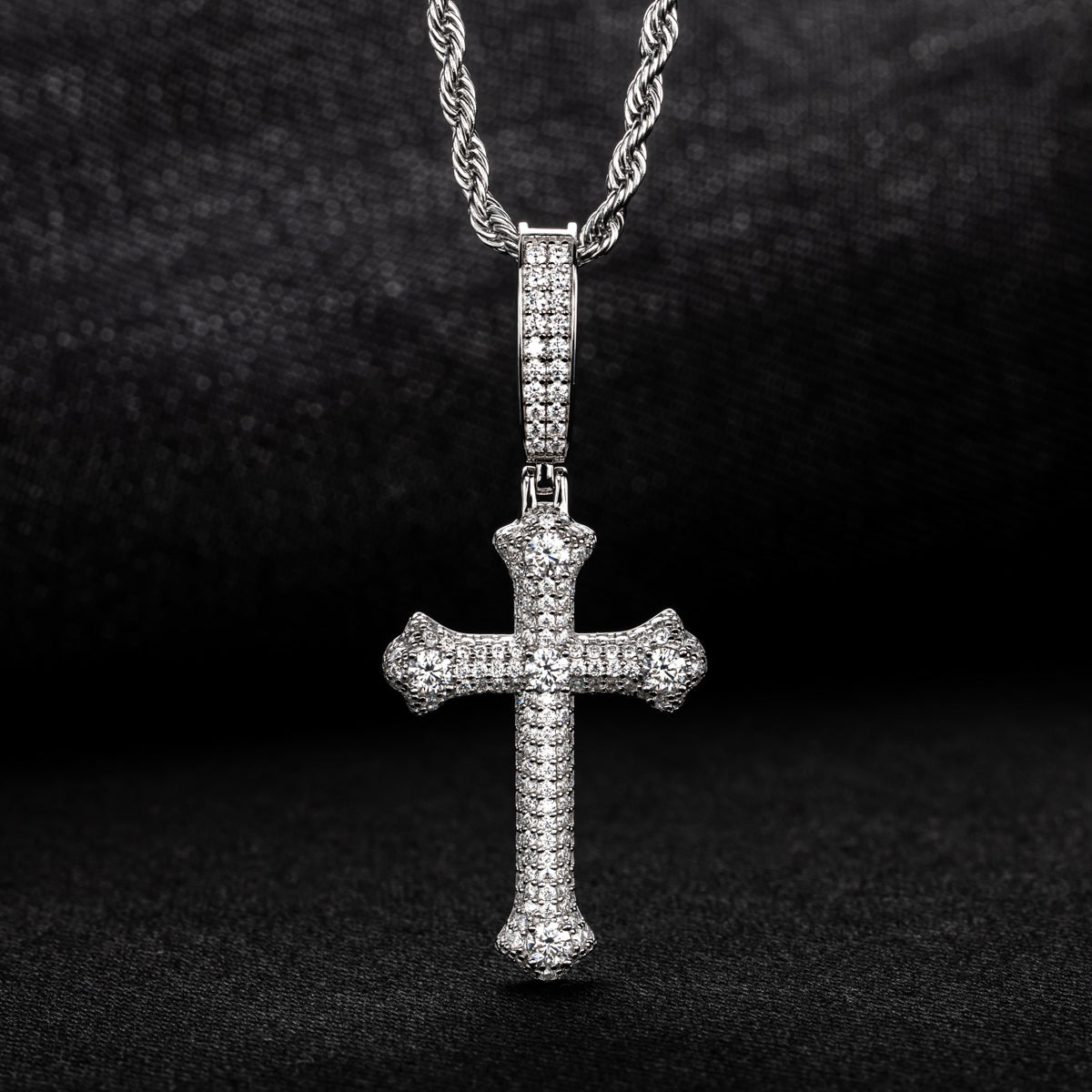 S925 Silver Moissanite Cross Pendant