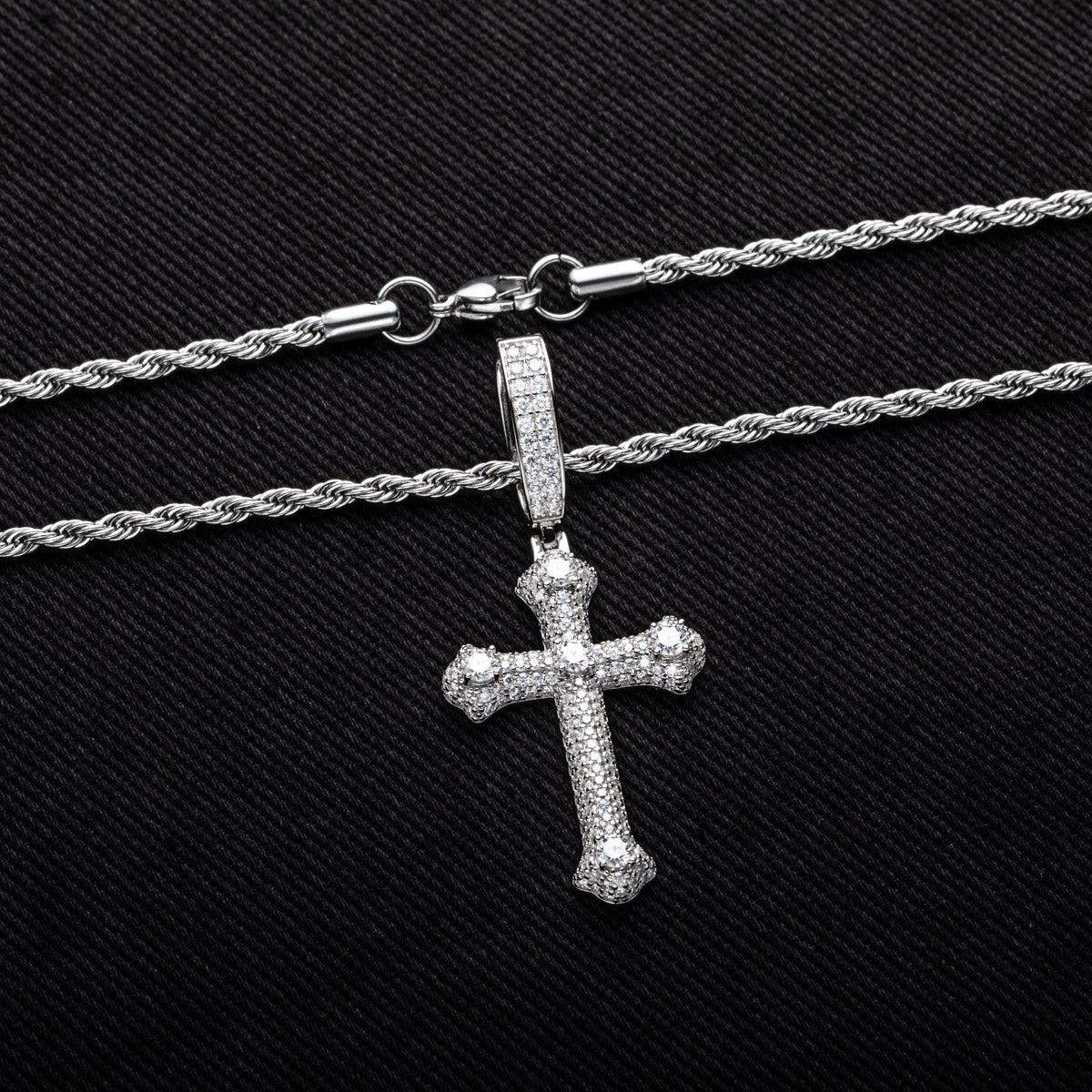 S925 Silver Moissanite Cross Pendant