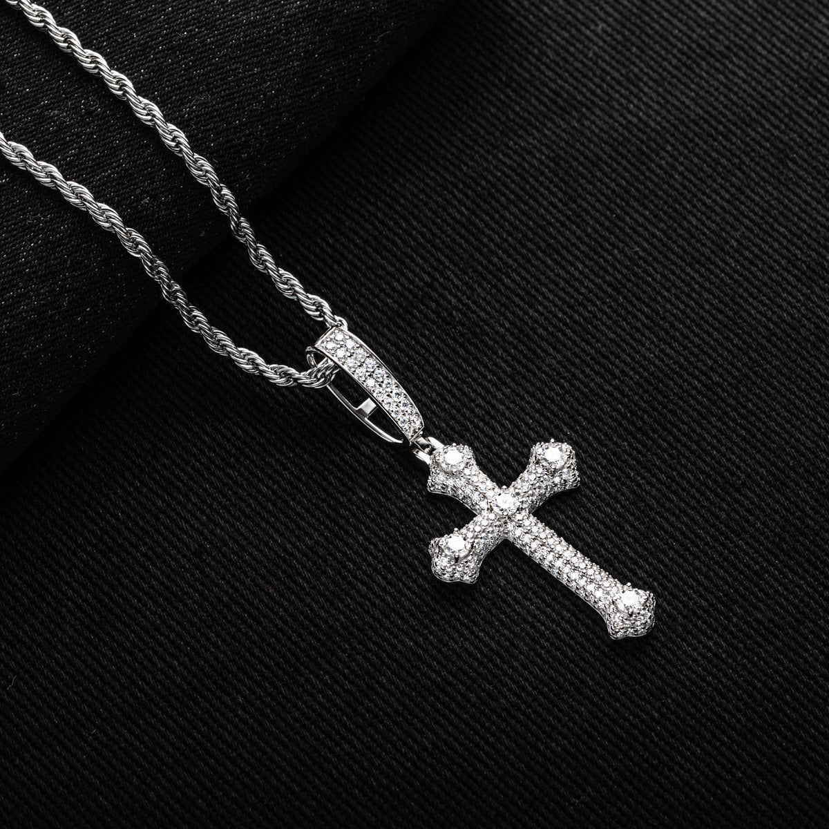 S925 Silver Moissanite Cross Pendant