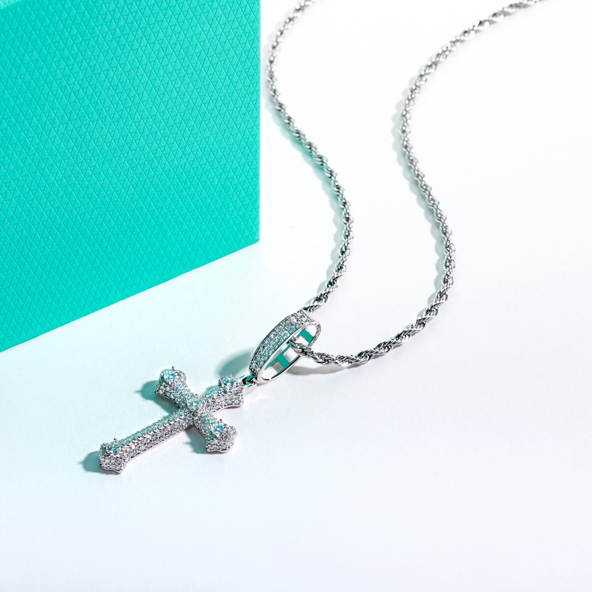 S925 Silver Moissanite Cross Pendant