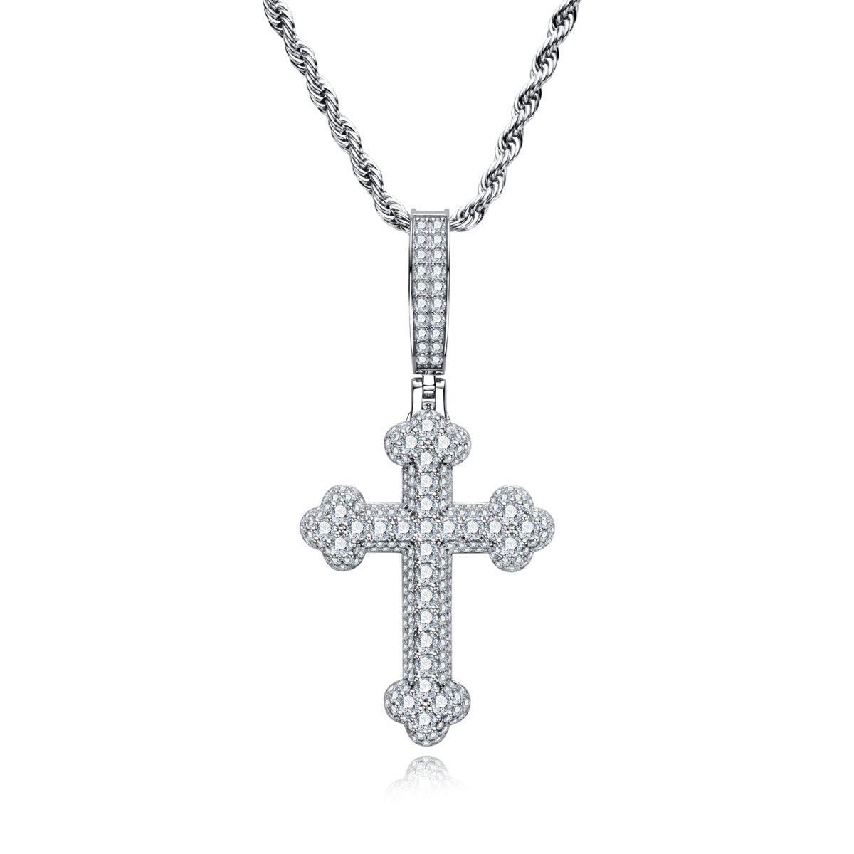 S925 Silver Moissanite Cross Pendant Necklace