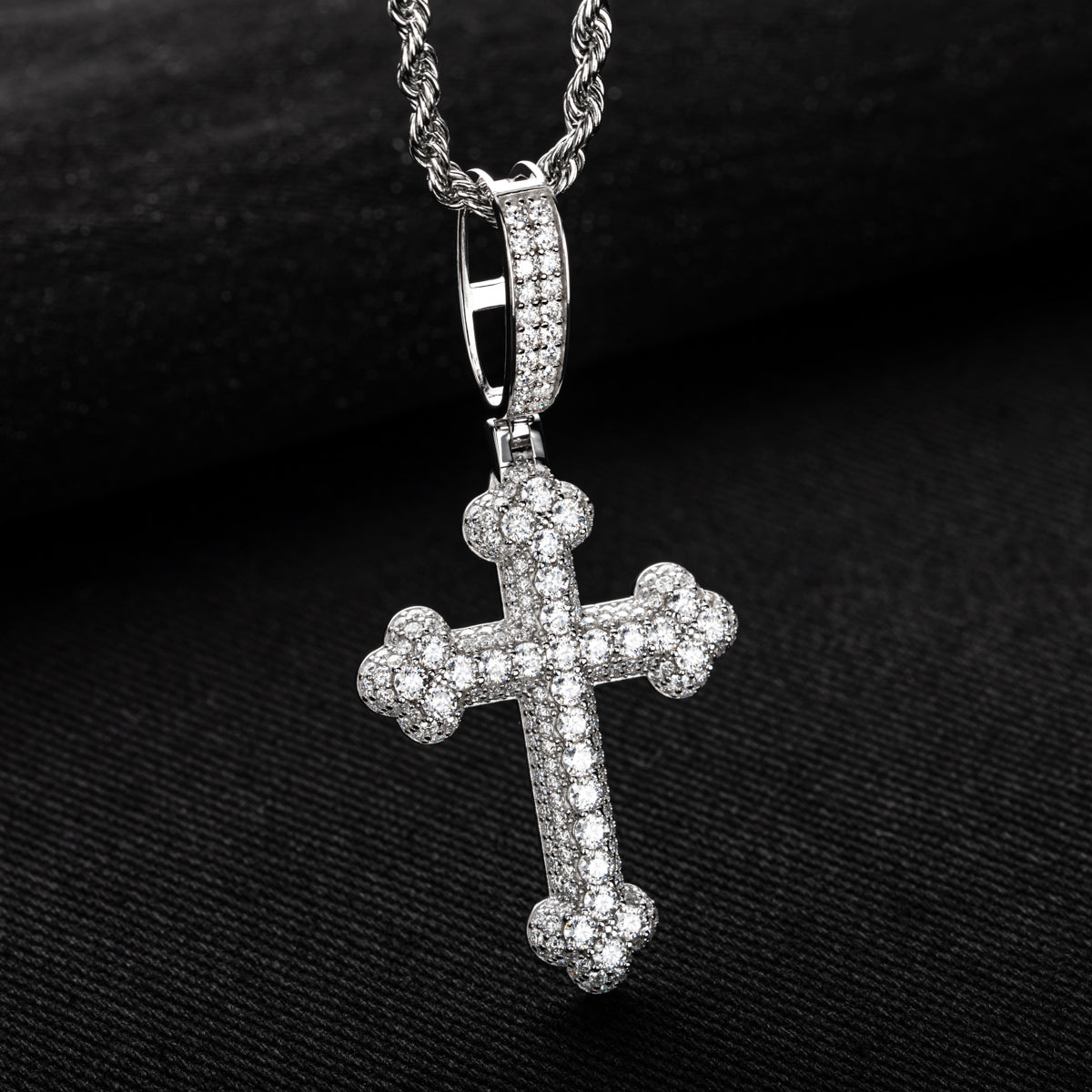 S925 Silver Moissanite Cross Pendant Necklace