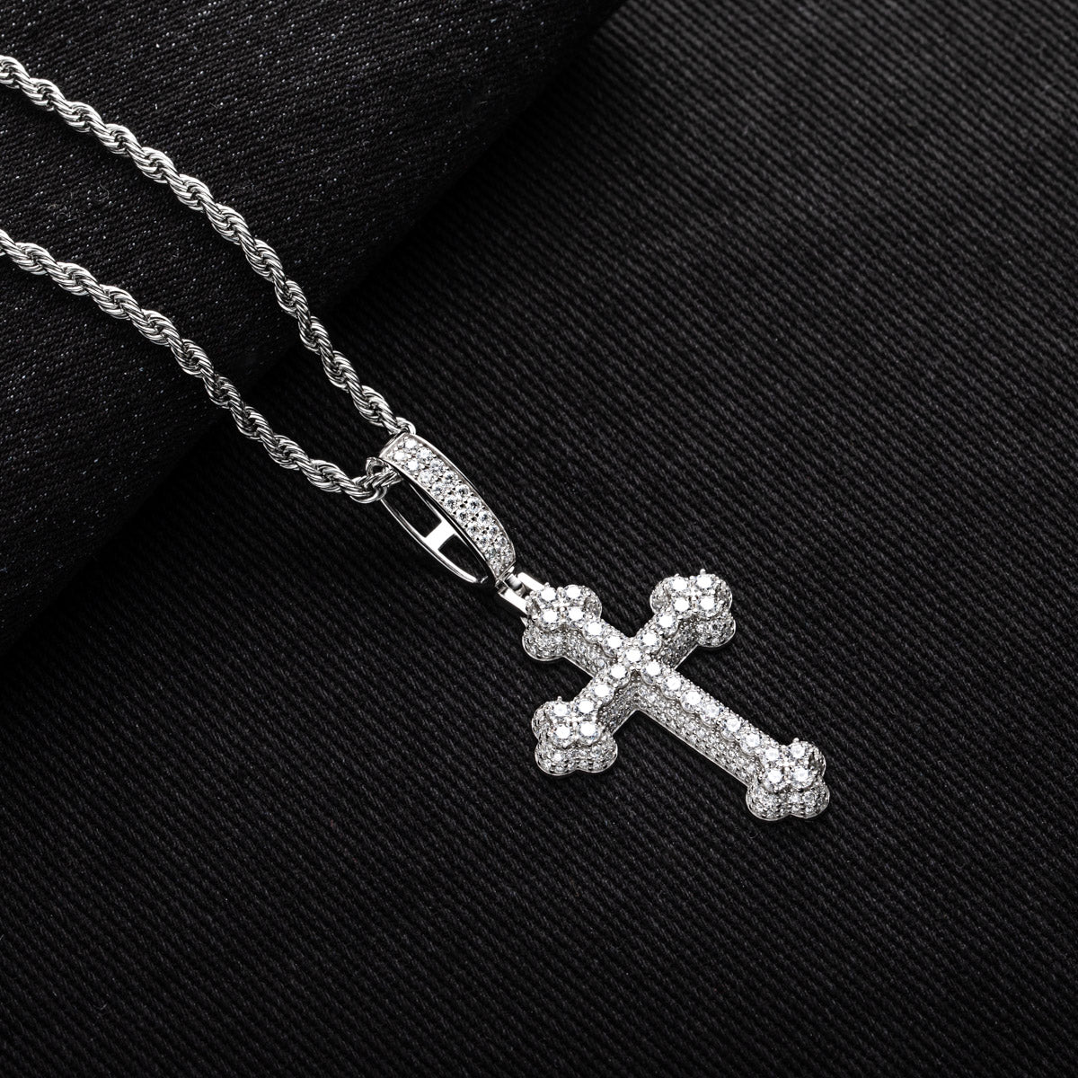 S925 Silver Moissanite Cross Pendant Necklace