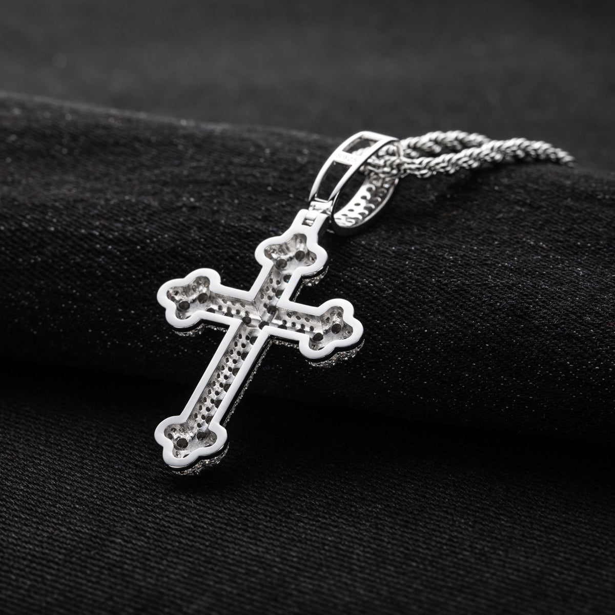 S925 Silver Moissanite Cross Pendant Necklace