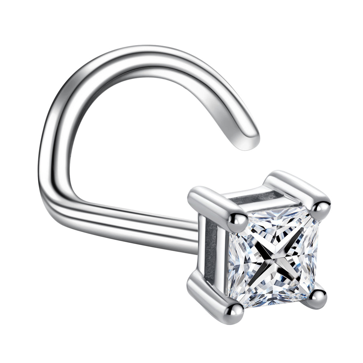 PT950 Moissanite Princess Cut Nose Stud