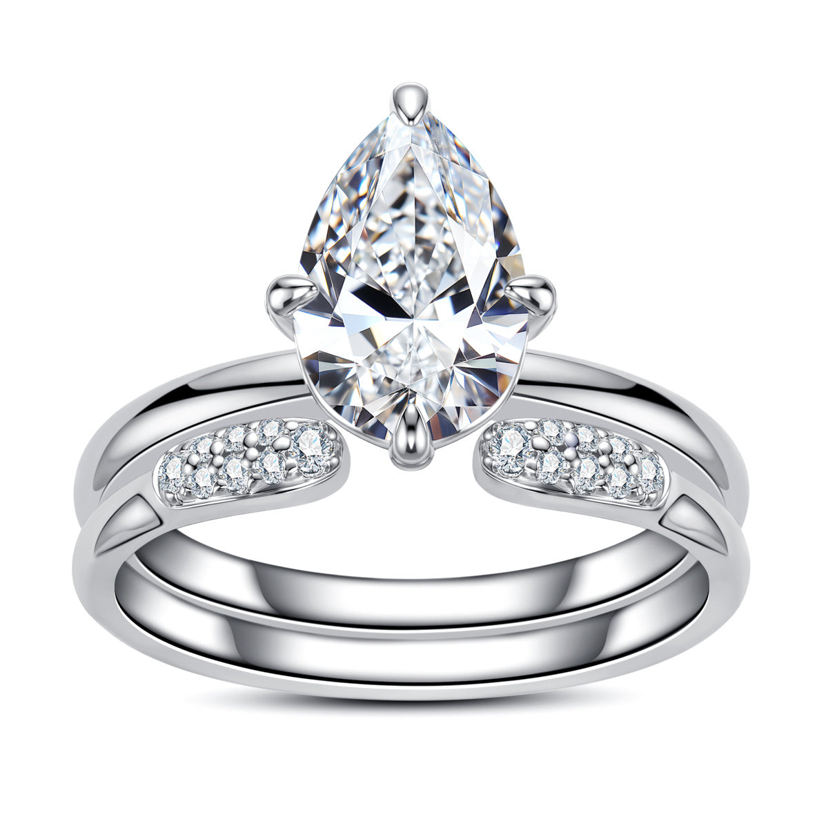 S925‑Silver 3.0‑Carat Pear‑Shaped Moissanite Ring